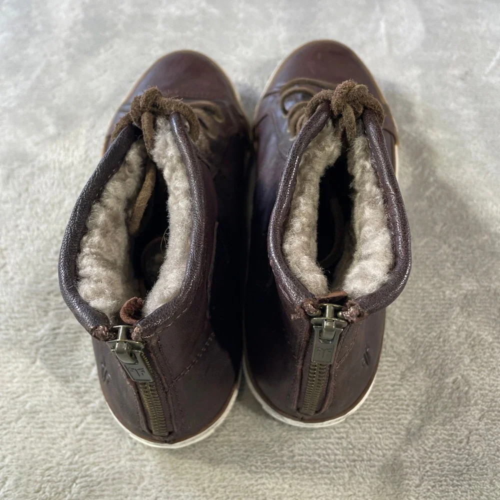 Frye Greene High Back Sneaker Boots Womens 7 Brown Leather Lined Zipper